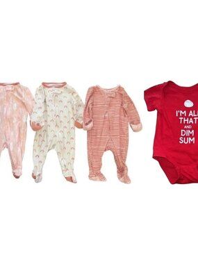 Baby Sleepers & Bodysuit Lot 0-3 Months Cloud Island + Graphic One Piece